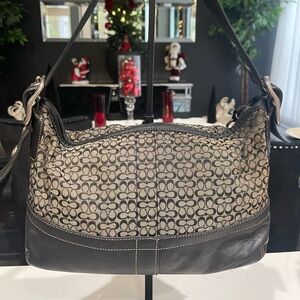 Coach Black and Gray Patterned Shoulder Bag